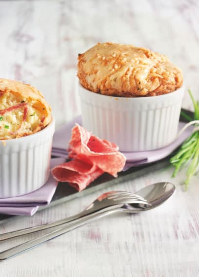 Kartoffel-Souffle mit Aoste Baguette-Salami