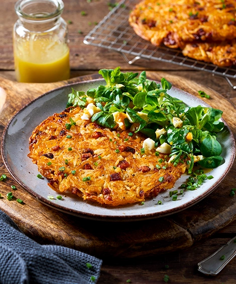 Berner Rösti mit Chorizo und Feldsalat